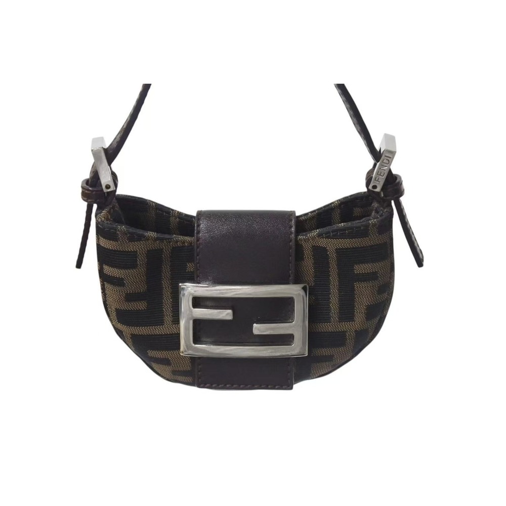 Fendi Bucket Croissant Zucca canvas leather Mamma handbag brown